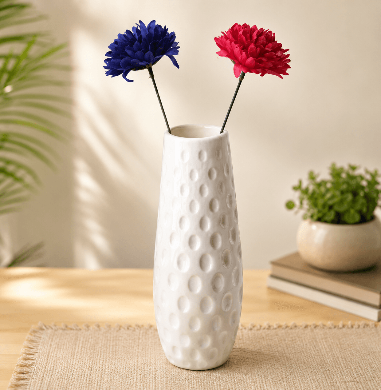 Polka White Flower Vase for Home & Office