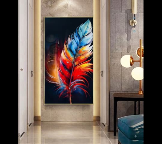 Vibrant Colorful Feather Framed Art Print – Decorative Wall Art