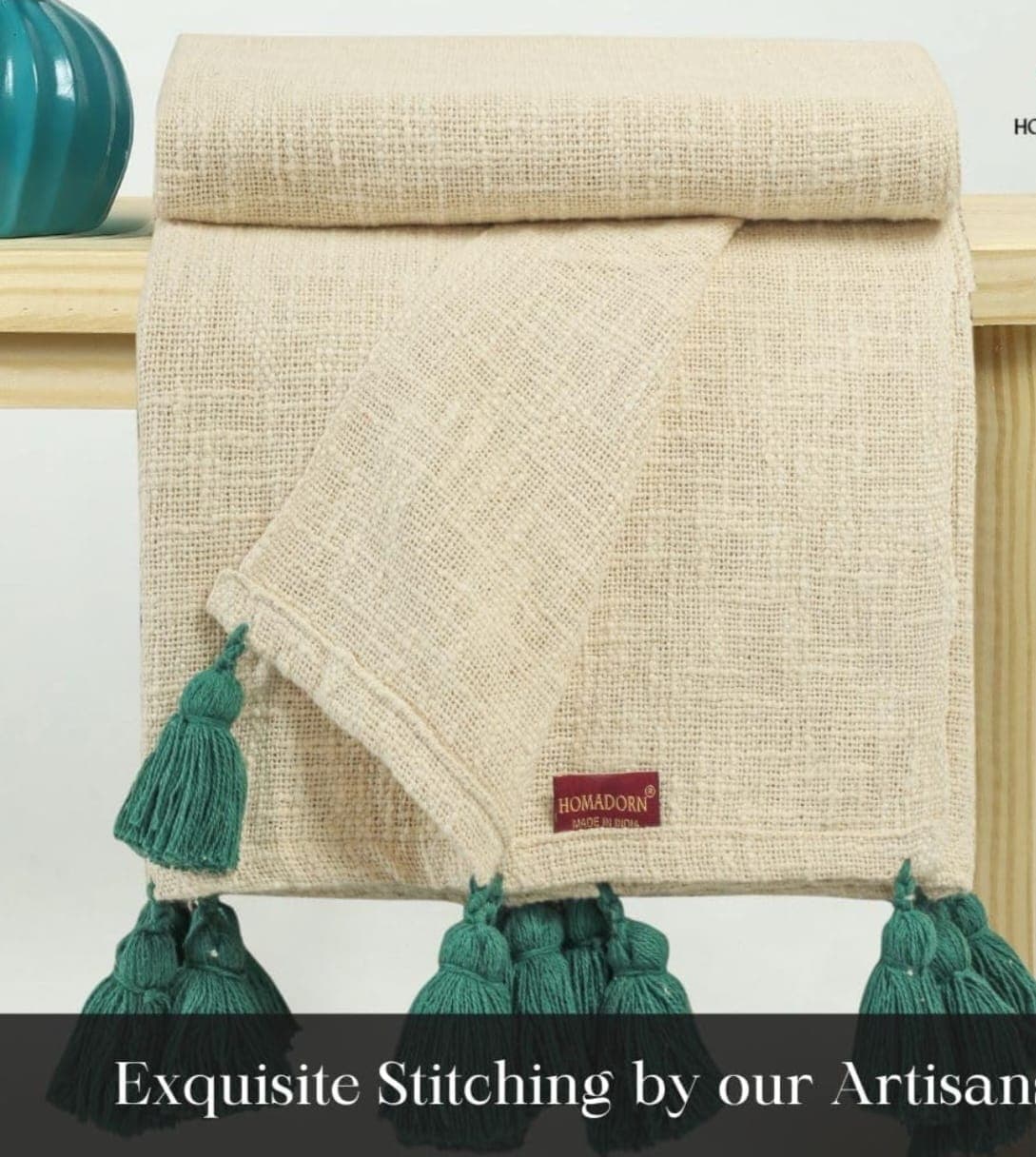 Mirage 100% Cotton Throw Blanket with Multicolor Tassels – Soft Decorative Sofa, Bed & Couch Blanket (GREEN) daily… — thumbnail 4 of 5