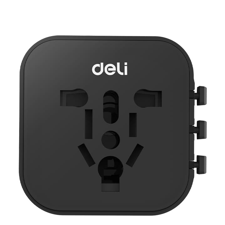 Deli ET765 Universal Travel Adaptor Multi Plug Converter for EU UK US AU Worldwide Use
