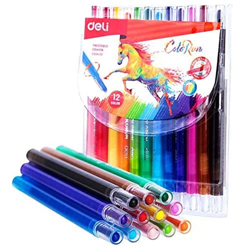 Deli Deli EC20403 Twistable Crayon Color 12 Shades – Non-Toxic Smooth Coloring Crayons for Kids stationary, toys & sports — thumbnail 4 of 5