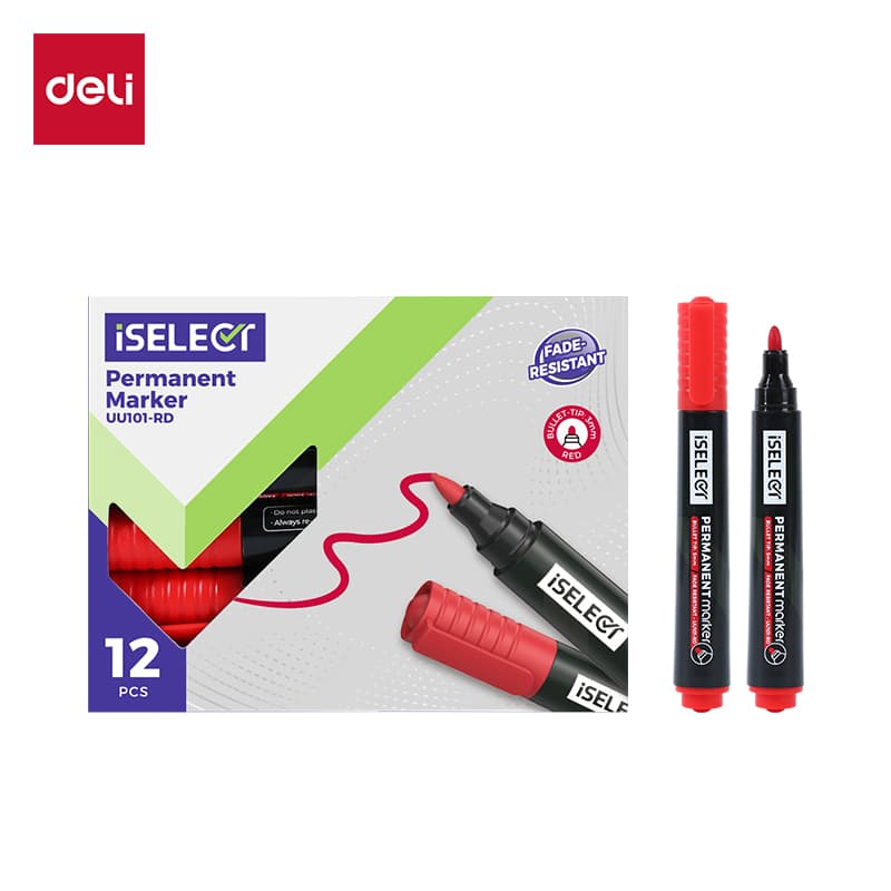 Deli DELI UU101-RD ISELECT Permanent Bullet Marker Red ( Per Pcs) | Waterproof Permanent Marker for Office, School &… — thumbnail 2 of 6