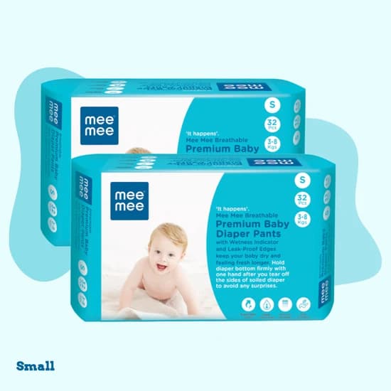 Mee Mee Mee Mee Breathable Premium Baby Diaper Pants with Wetness Indicator & Leak-Proof Edges (Small, 32 Pcs) pharmacy,… — thumbnail 3 of 10