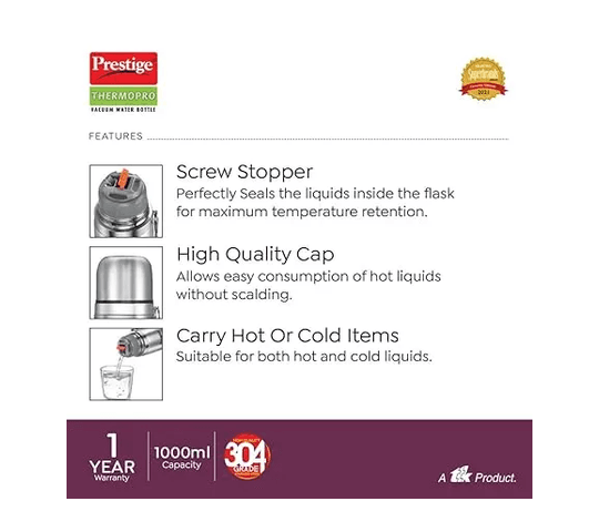 Prestige - Prestige 99508 Thermopro Flask With SS Lid PFSL 1000ML - Big Digital daily essentials & lifestyle — thumbnail 2 of 2