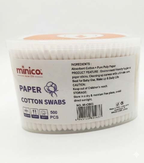Minico Cotton Buds 500PCS MI-CB03 – Soft & Hygienic Cotton Swabs