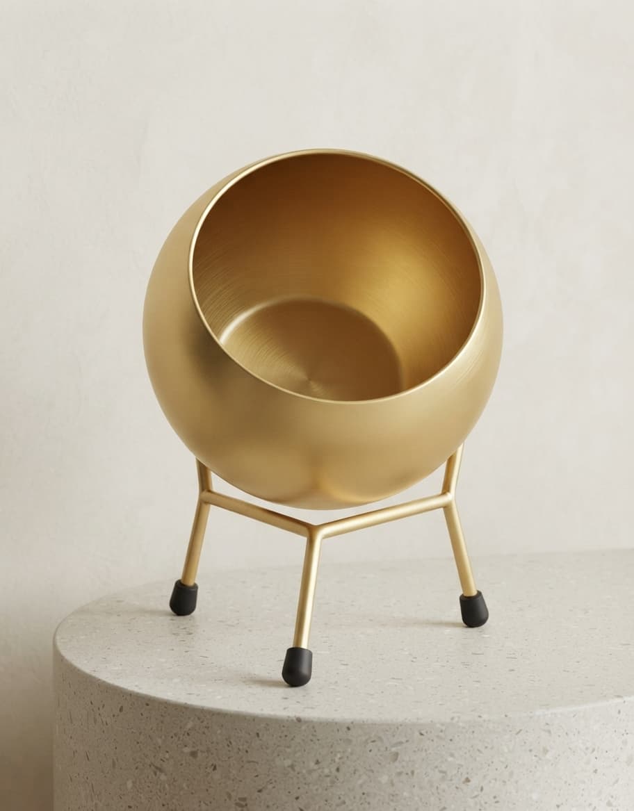 5 Inch Oval Metal Pot with Metal Stand for Home & Office Gardening daily essentials & lifestyle — thumbnail 2 of 2