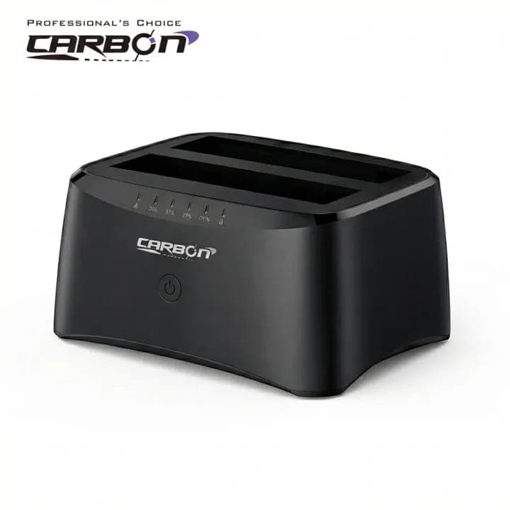 Carbon USB 3.0 To SATA Double Hard Drive Docking Station Double Port 5Gbpa 2.5" / 3.5" Support up to 10TB HDD Best For Data Backup | Hard Disk Testing | Data Recovery