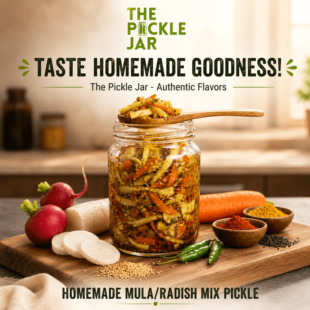 The Pickle Jar Homemade Mula (Radish) Mix Pickle 250g Jar – Traditional Homemade Achar