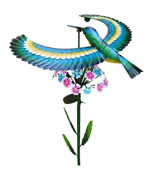 Senwell Metal Hummingbird Flower Garden Balancer with LED Solar Light Outdoor Garden Decor #071