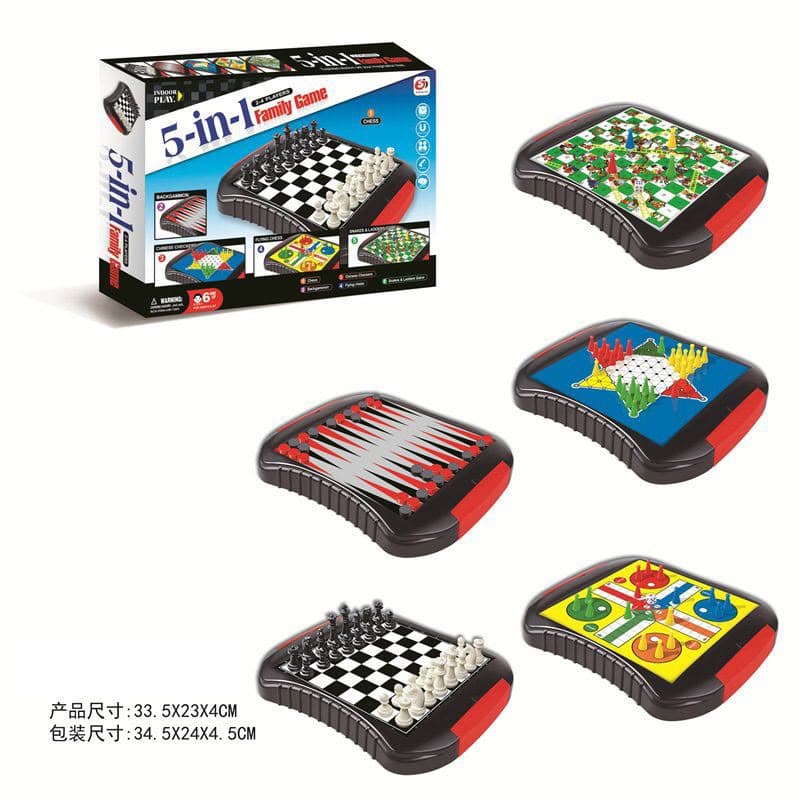 HappyHours 5 in 1 Chess – Multi-Game Strategy Board Set for Kids & Family