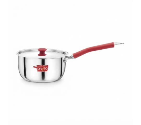 Presto Stainless Steel Triply Saucepan 18cm | Induction & Gas Compatible Cooking Pan
