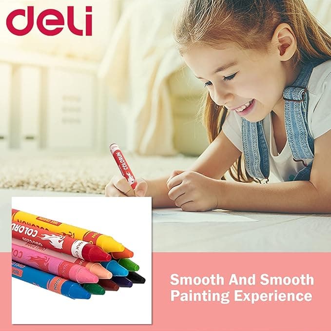 Deli Deli EC20800 Wax Crayon 12 Color Set | Non-Toxic Smooth Coloring Crayons for Kids stationary, toys & sports — thumbnail 6 of 6