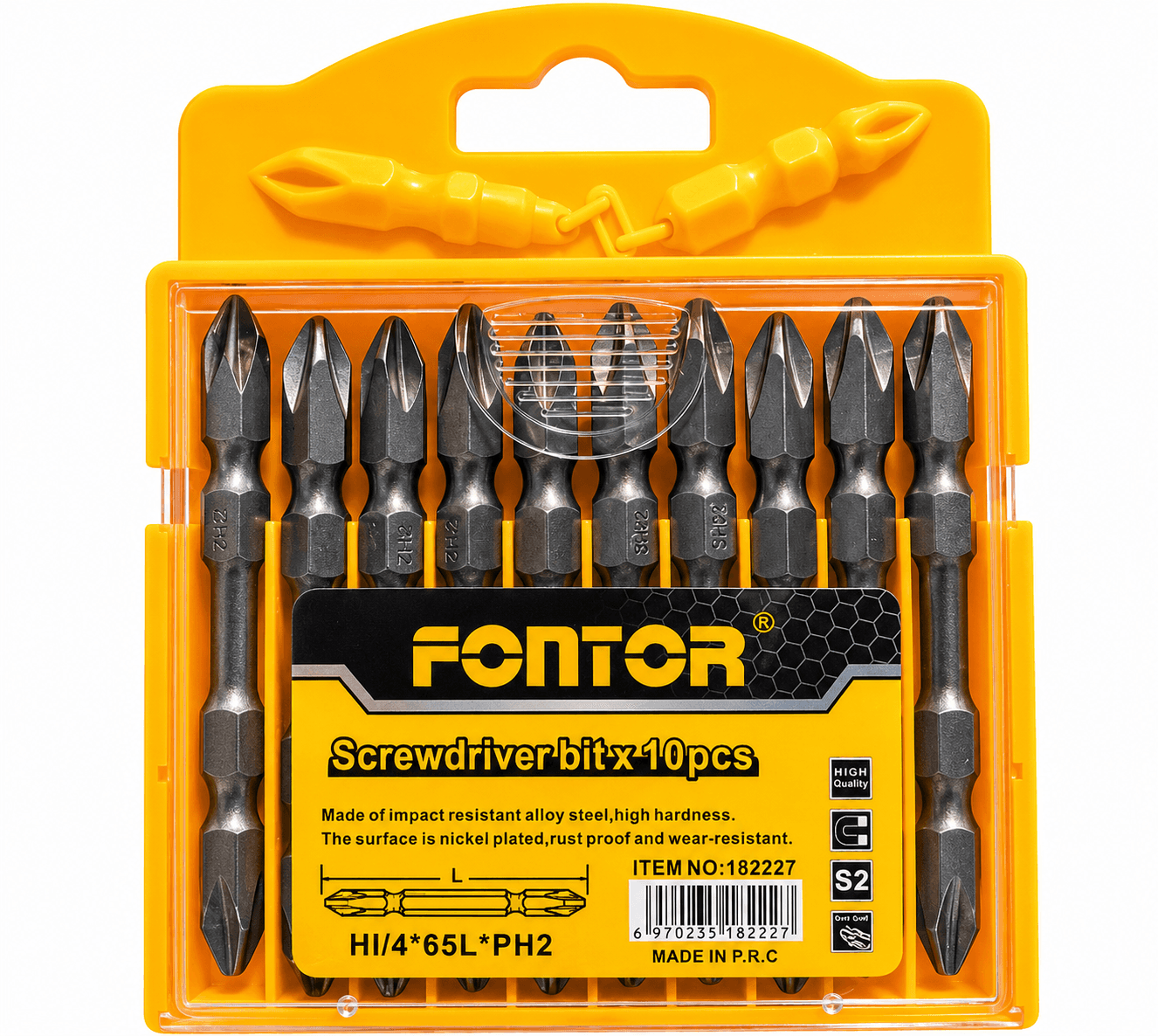 Fontor BIT 10 PC SET 182227 – Professional Screwdriver Bit Set with Magnetic Holder