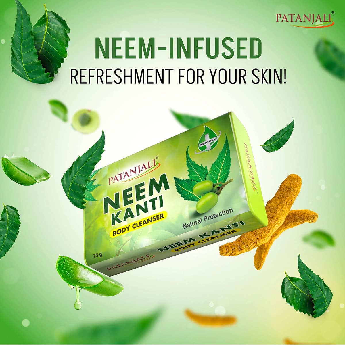 Patanjali Patanjali Neem Kanti Body Cleanser Soap 100GM | Herbal Bath Soap with Neem & Ayurvedic Ingredients daily… — thumbnail 2 of 5