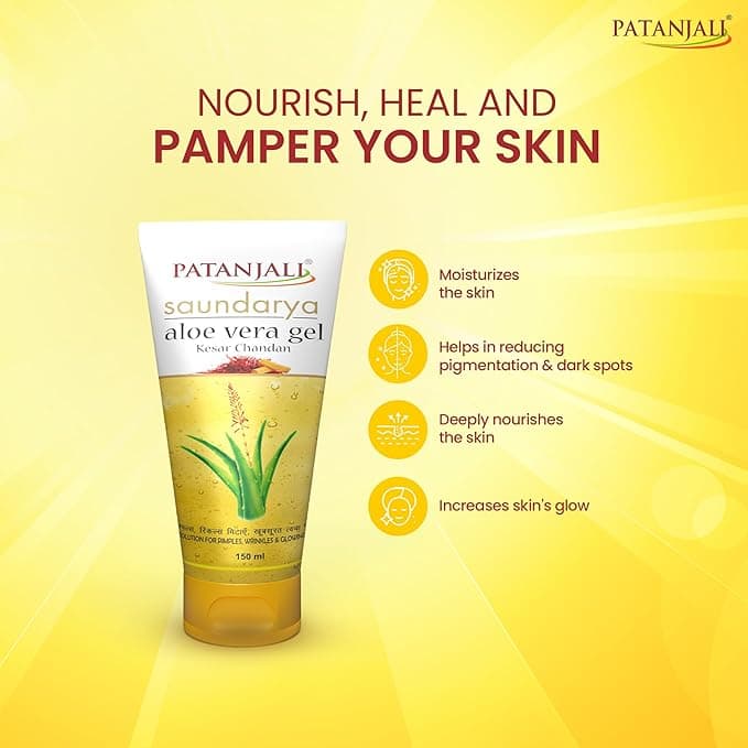 Patanjali Patanjali Saundarya Aloe Vera Gel Kesar Chandan 60ml | Glowing Skin Moisturizing Gel daily essentials & lifestyle — thumbnail 5 of 7