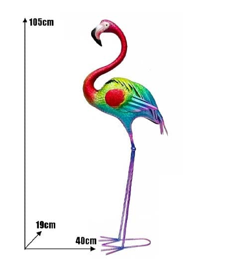 Senwell Hand Painted Metal Flamingo Garden Statue #057