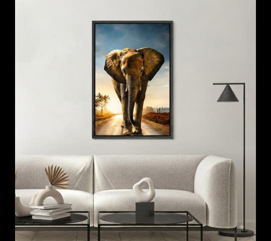 Majestic African Elephant Framed Wall Art – Safari Wildlife Home Decor