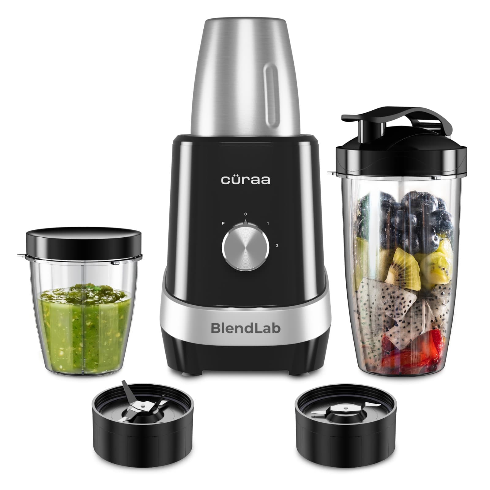 Curaa Blendlab Mixer Grinder for Kitchen – 3 Jars, Black
