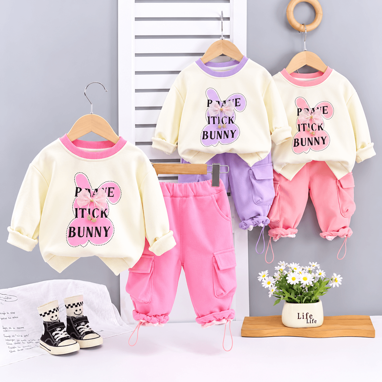 Cute Bunny Graphic Two-Piece Set