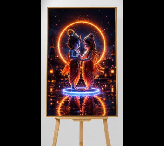 Divine Radiance Radha and Krishna – Spiritual Wall Art