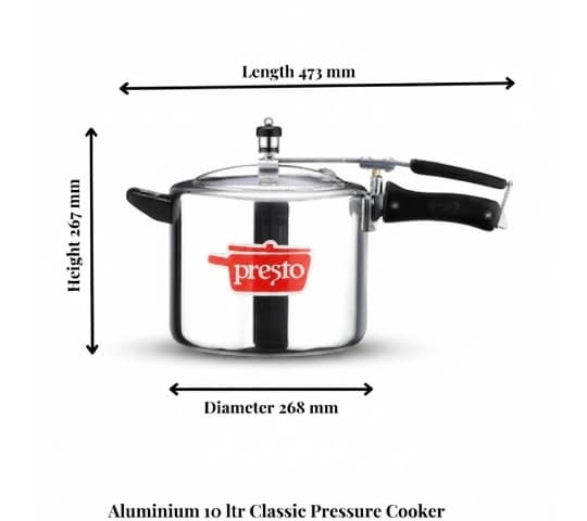 Presto Presto Pressure Cooker Aluminium Classic Inner Lid 10 Litre | Heavy Duty Pressure Cooker for Large Family home &… — thumbnail 2 of 2