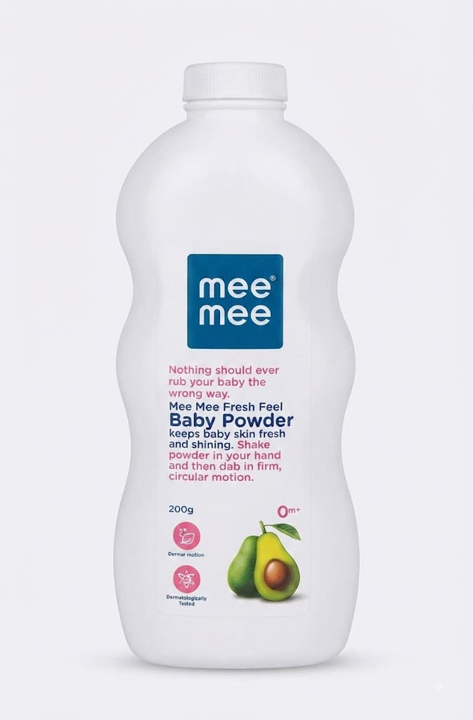 Mee Mee Fresh Feel Baby Powder 200g – Avocado Extract, Dermatologically Tested Infant Powder