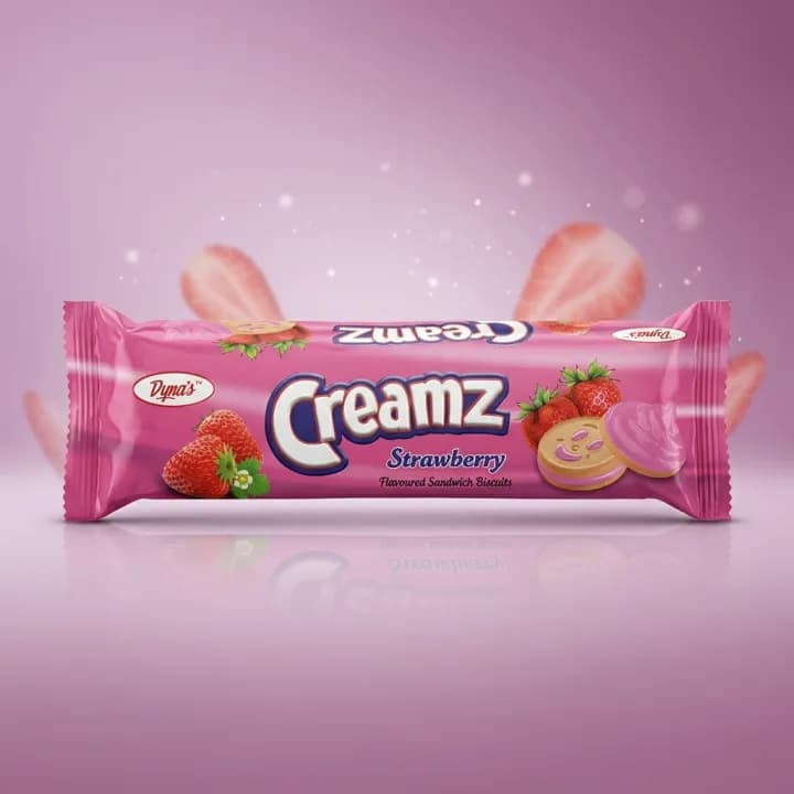 Dyna's Creamz Sandwich Strawberry Biscuits – Crispy Cookies with Creamy Strawberry Filling