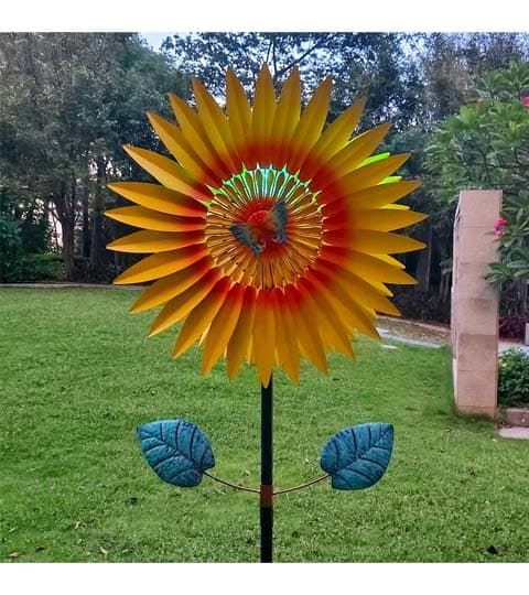 Senwell Senwell Sunflower Wind Spinner with Solar Light #101 – Outdoor Garden Decorative Metal Kinetic Sculpture, home decor — thumbnail 3 of 3