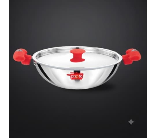 Presto Presto Triply Stainless Steel Kadhai 22cm with Lid | Induction & Gas Compatible Cookware home & kitchen — thumbnail 2 of 2