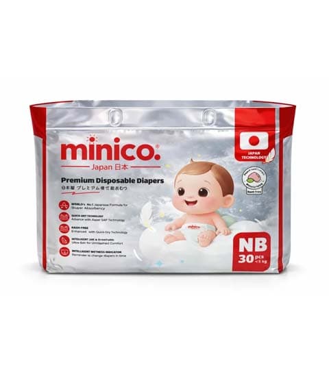MINICO Baby Diaper Newborn NB/30 MI-2001 Soft & Leak Protection Disposable Diapers