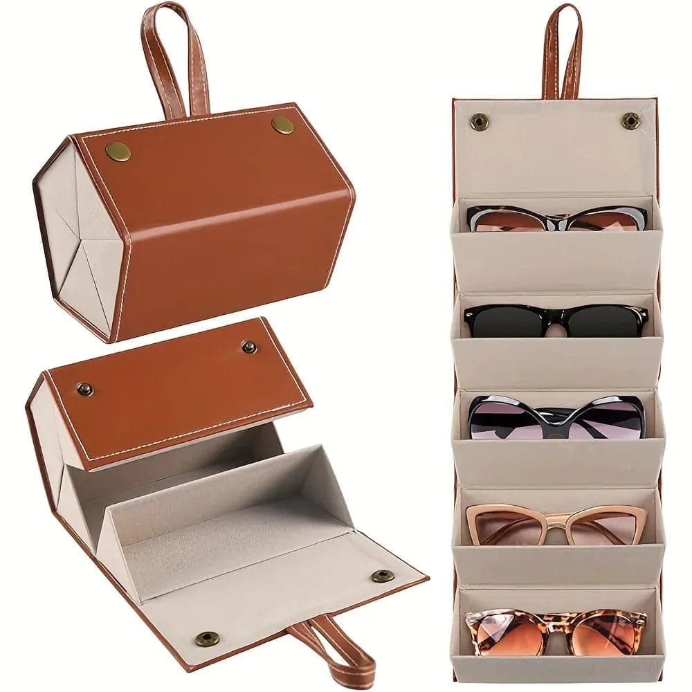 No Brand Portable Foldable 5-Slot Sunglasses Storage Case | Travel Eyeglasses Organizer with Handle daily essentials &… — thumbnail 2 of 2