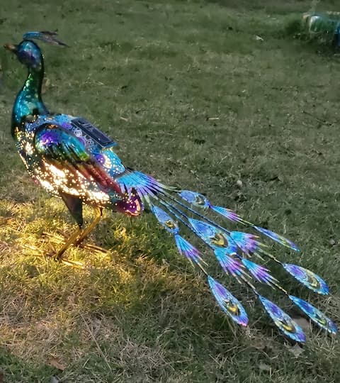 Senwell Senwell Metal Peacock Garden Decor with Solar LED Light Outdoor Weather-Resistant Statue W-G192084 home decor — thumbnail 2 of 2