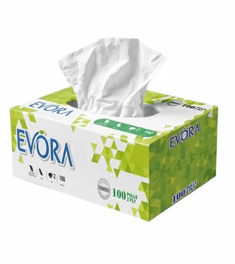 Evora Box Tissue 100 Pull – Soft, Premium & Highly Absorbent Facial Tissues