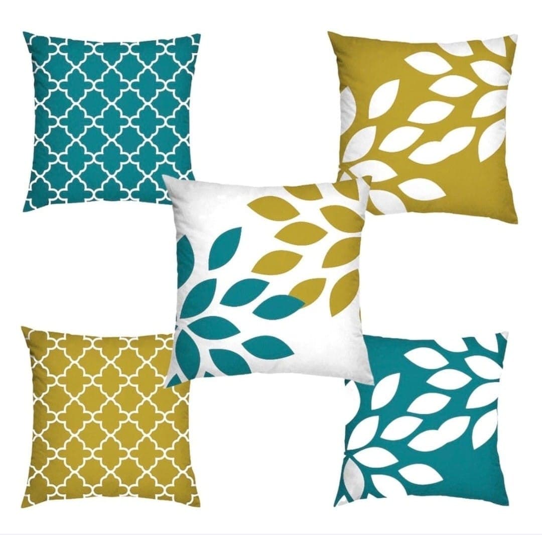 Durable Polycanvas Cushion Covers 16x16 Inches (5-Piece Set)
