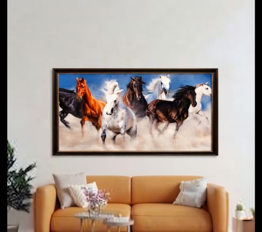 Seven Running Horses – Traditional Horse Painting for Home & Office Decor