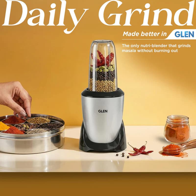 GLEN GLEN Nutri Blender Pro Mixer Grinder 900W with 4 Unbreakable Jars & 3 Stainless Steel Blades | Smoothie Maker & Masala… — thumbnail 8 of 10