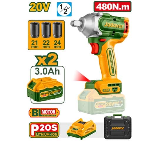 Jadever Cordless Impact Wrench 20V 480Nm