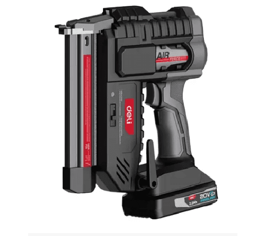 Deli 20V Lithium-Ion Cordless Brad Nailer EDE750 Brushless Nail Gun with Dual 2.0Ah Batteries