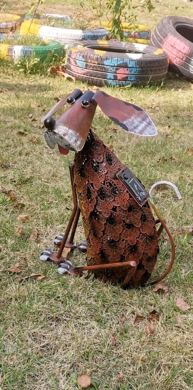Senwell Solar LED Metal Dog Garden Ornament W-G192088– Decorative Outdoor Animal Light Statue