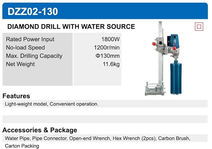 Dongcheng Power Tools Dong Cheng DZZ02-130 Diamond Core Cutter Machine 1800W Heavy Duty Concrete Core Drill | 130mm… — thumbnail 3 of 3