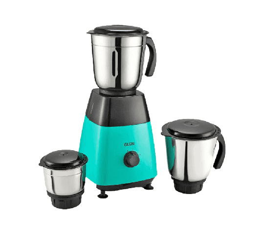 GLEN Mixer Grinder 500W with 3 Stainless Steel Liquidiser, Grinder & Chutney Jars – Black & Green 4023