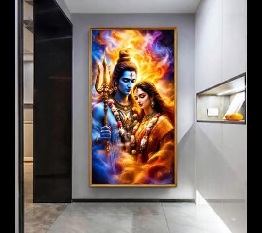 Lord Shiva and Goddess Parvati Divine Cosmic Wall Art