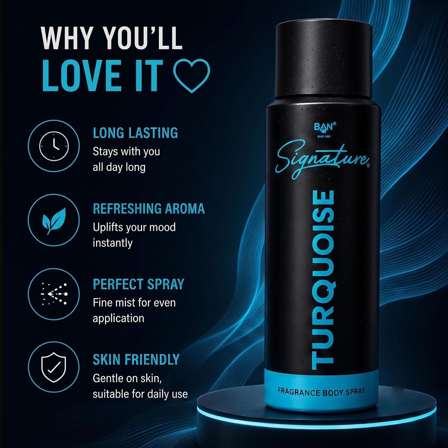 Signature SIGNATURE TURQUOISE Deodorant Spray for Men 150ML | Long Lasting Amber Spicy Fragrance Body Spray | Lemon,… — thumbnail 3 of 8
