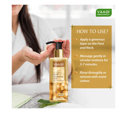Vaadi Organics Vaadi Organics - Gold Cleansing Milk with 24k Gold Leaf - 3-skin Benefits (110 ml) - VH0653 daily essentials… — thumbnail 2 of 2