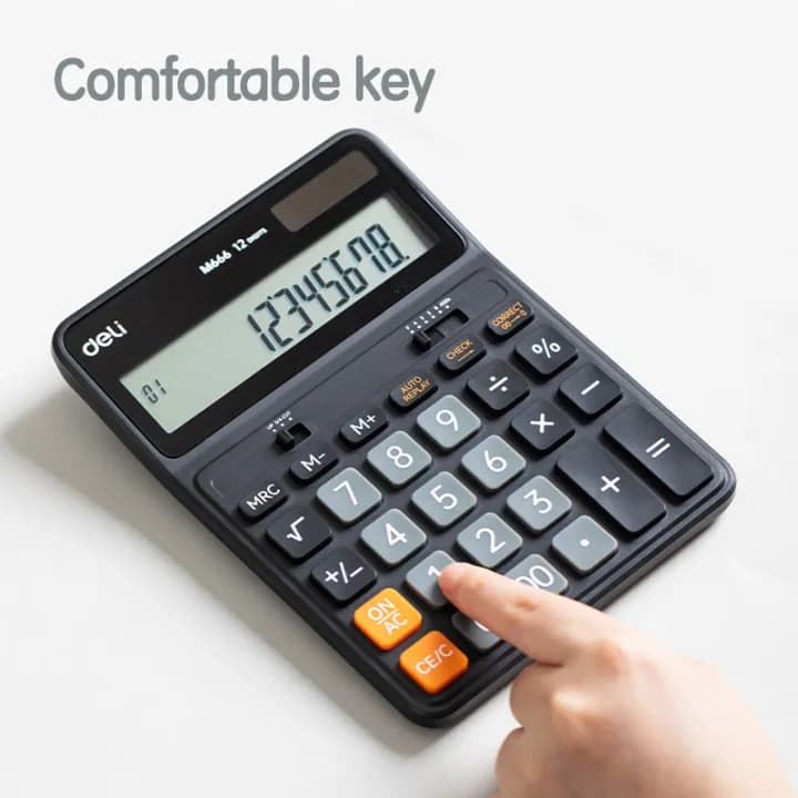 Deli Deli 12-Digit Office Calculator EM666 – Large Display Desktop Calculator for Office, School & Home stationary, toys &… — thumbnail 3 of 3