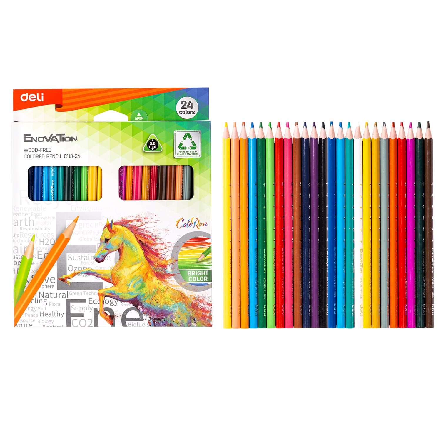 Deli EC113-24 Colored Pencil Set – 24 Vibrant Colors for Drawing, Sketching & Coloring