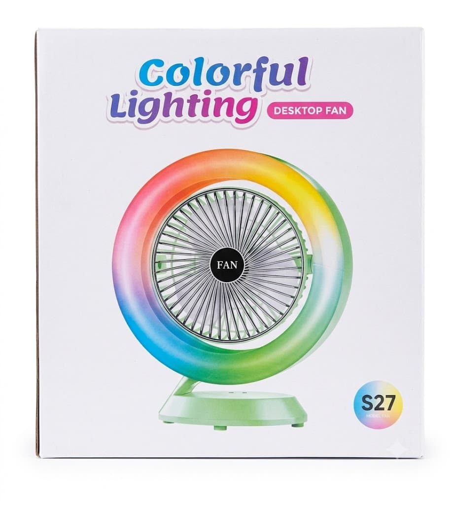 Mini Desk Fan with LED Ring Light | Portable USB Rechargeable Cooling Fan electronics — thumbnail 2 of 2