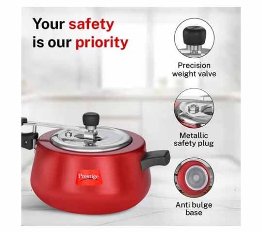 Prestige Prestige 10766 5L Pressure Cooker Red | Induction Base Stainless Steel Cooker daily essentials & lifestyle — thumbnail 2 of 4