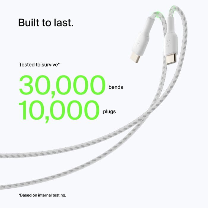 Belkin Belkin BoostCharge Braided USB-C to USB-A Cable 1M | White (CAB002bt1MWH) electronics — thumbnail 4 of 5