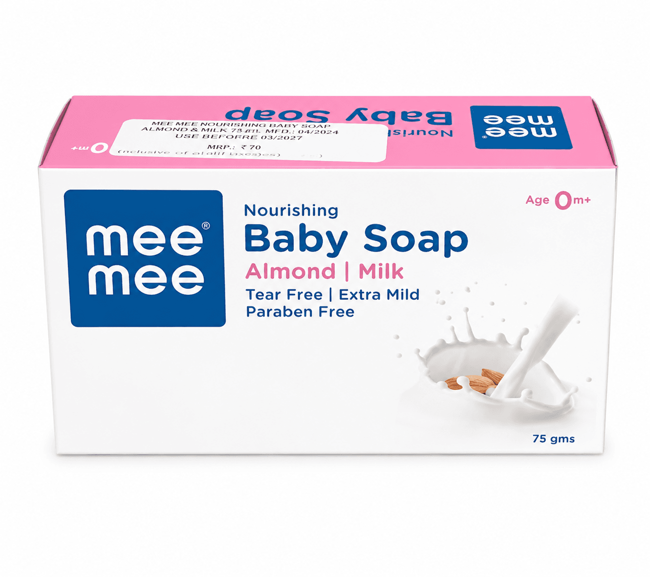 Mee Mee Nourishing Baby Soap Almond & Milk 75g | Tear-Free & Extra Mild Baby Soap